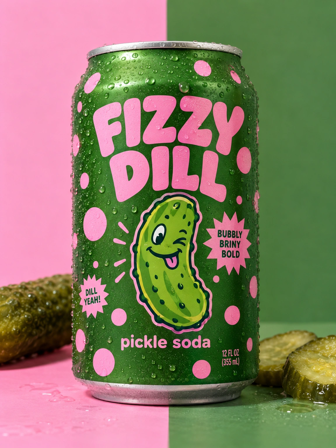 Fizzy Dill pickle soda can