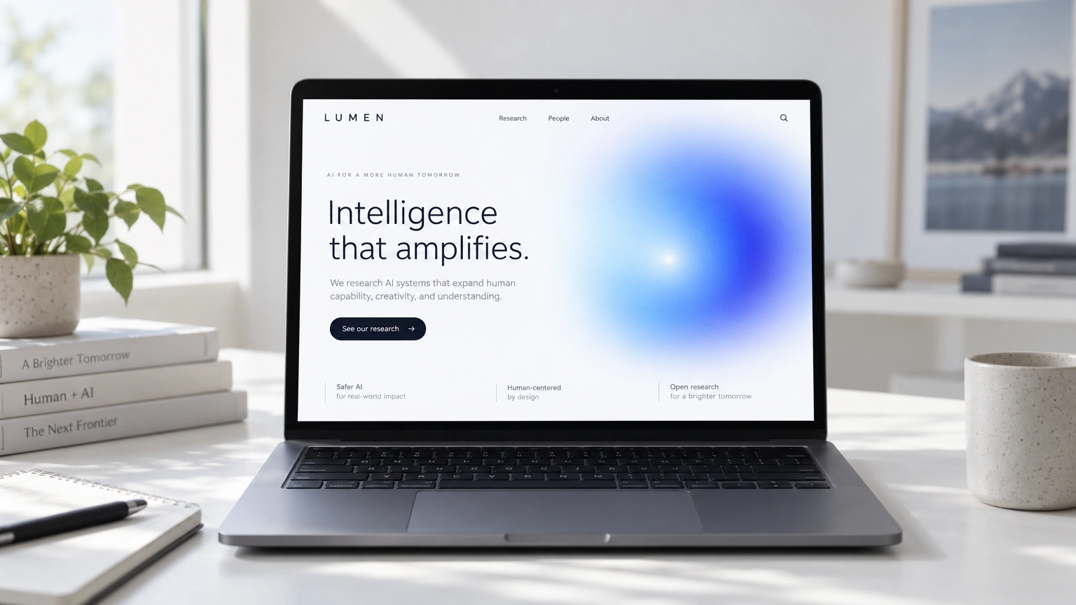 Lumen AI lab website on a laptop